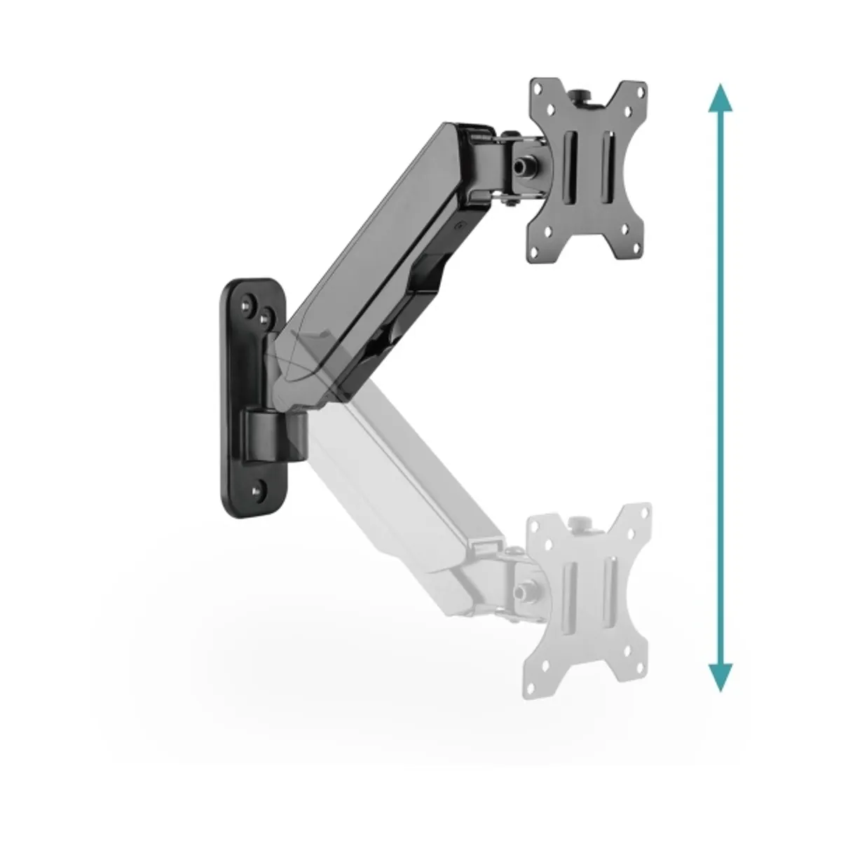 DIGITUS gázrugós fali univerzális (VESA 75/100) 1-es fekete monitor tartó konzol #2