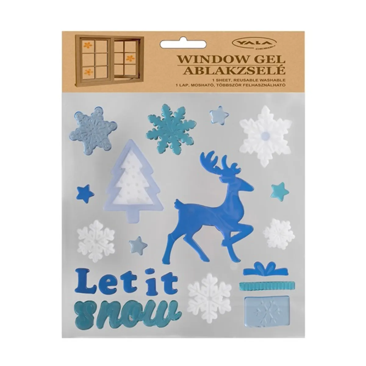 IRIS ablakzselé karácsonyi rénszarvas hóember 20x25cm #1