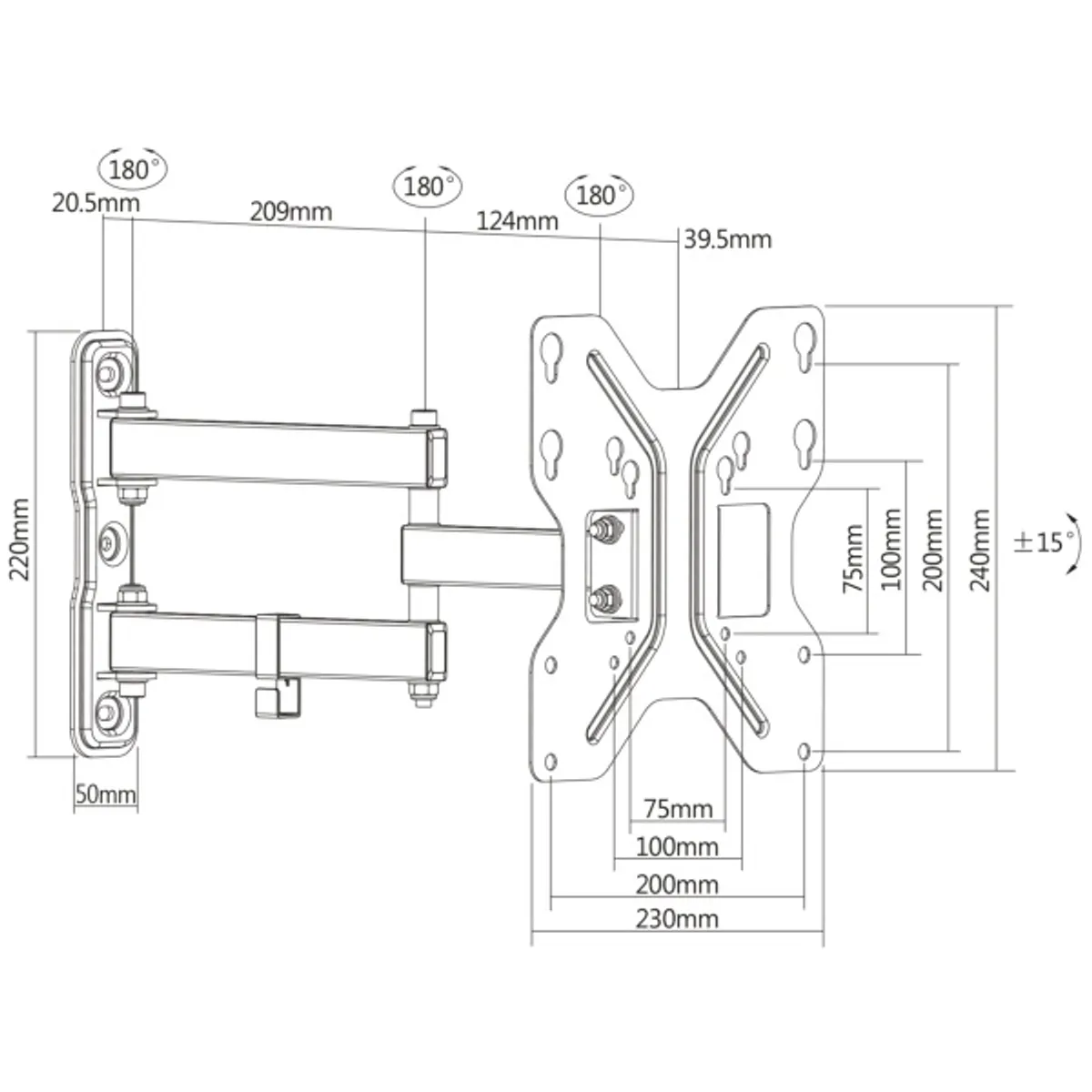 DIGITUS univerzális 200x200 forgatható fali konzol #3