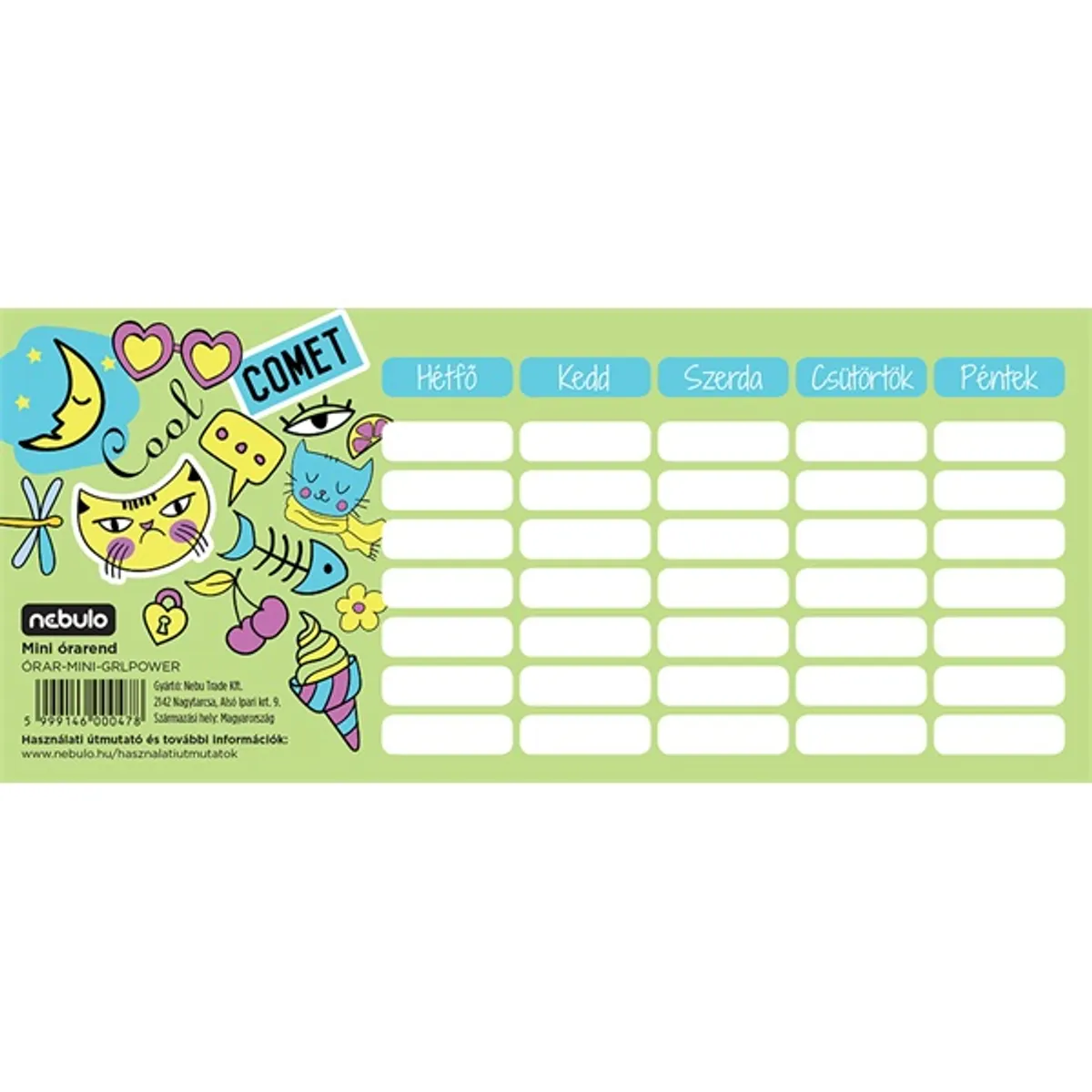 Nebulo Girl Power mini órarend #3