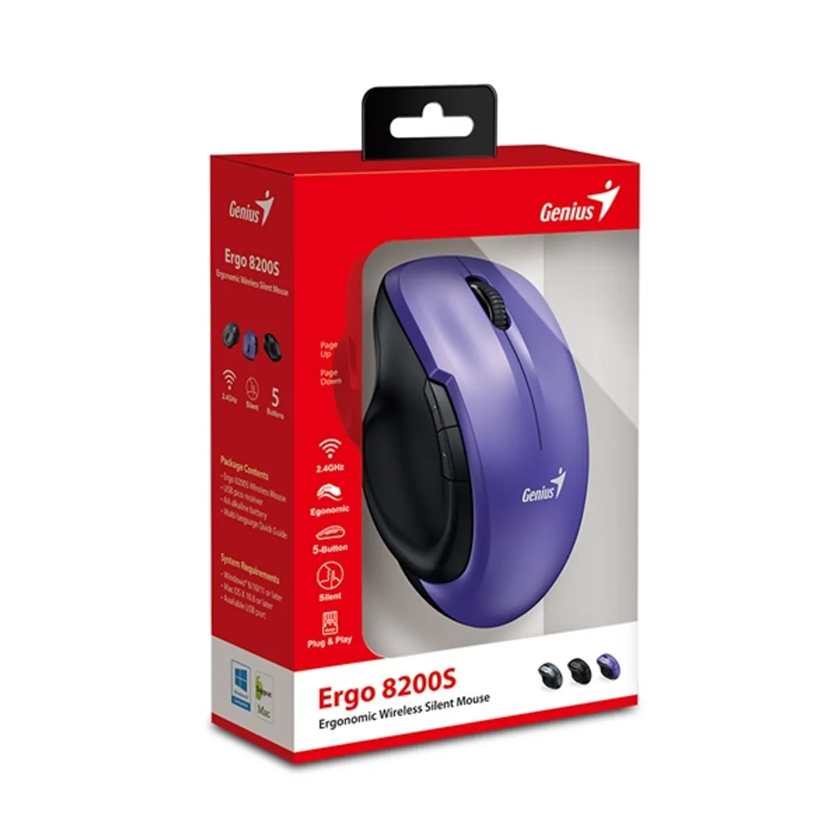 Genius Ergo 8200S lila vezeték nélküli egér #6