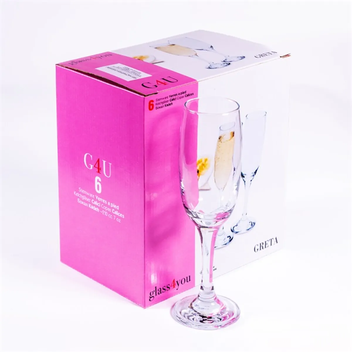 GLASS 4 YOU Greta Champagne 210ml pezsgős pohár szett 6 darabos #2