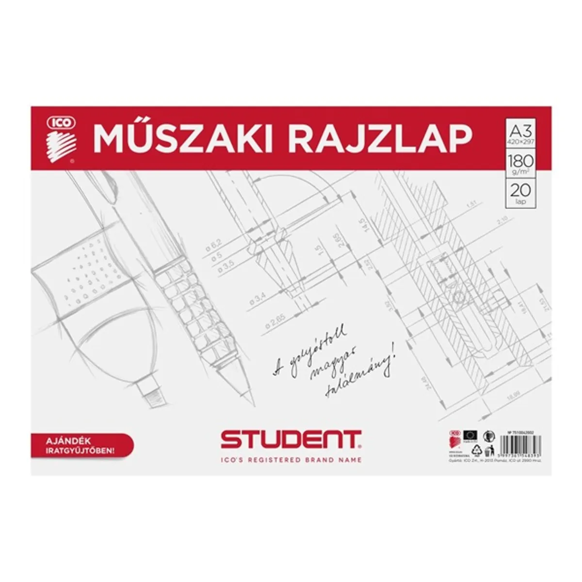 ICO Student A3 180g 20lapos műszaki rajzlap #1