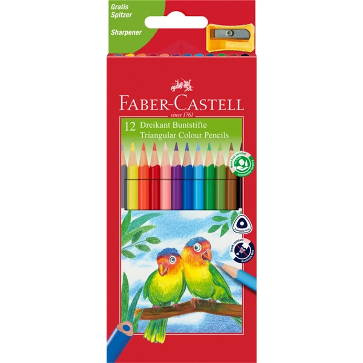 Faber-Castell Junior Papagáj 12 db háromszögletű színesceruza készlet hegyezővel #1