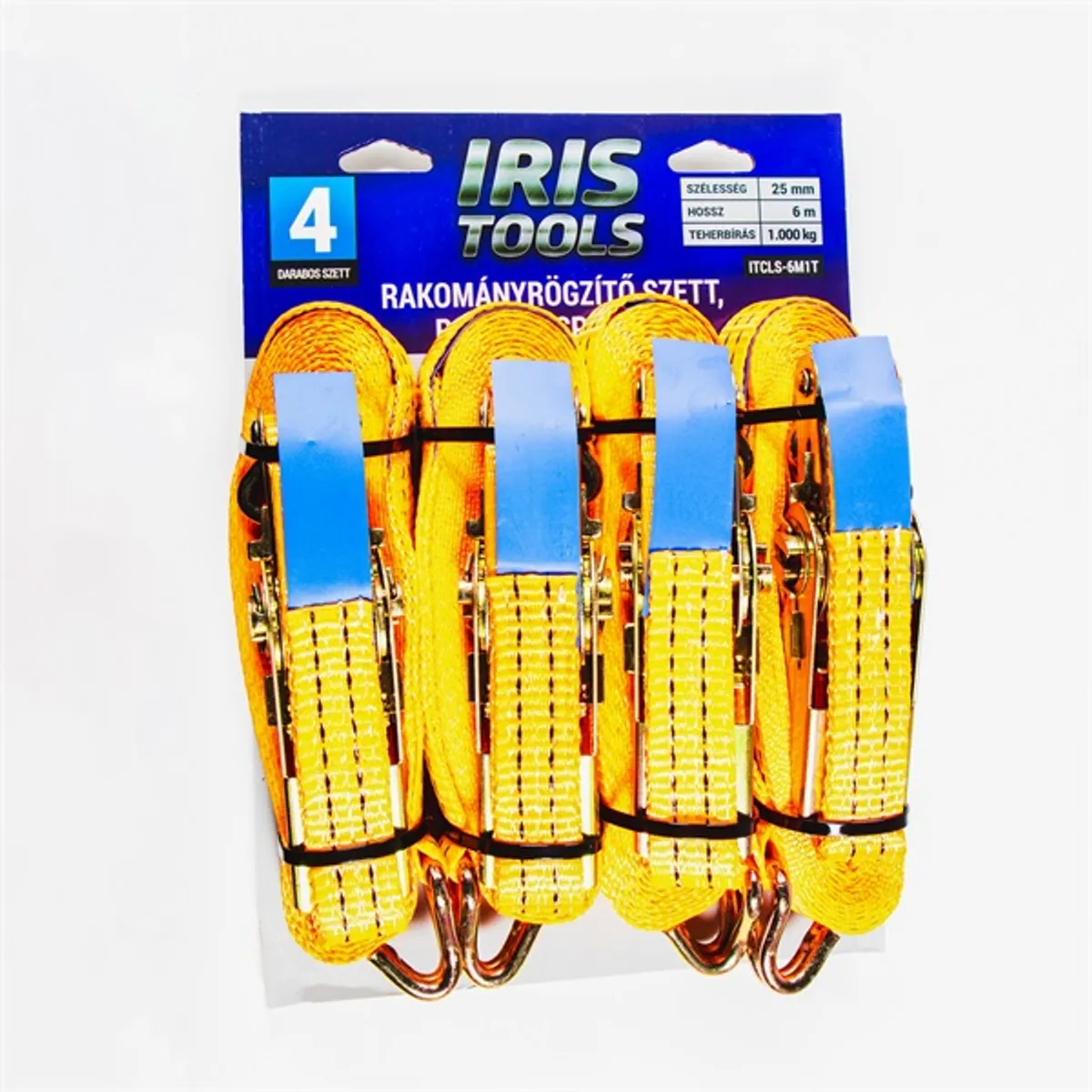 IRIS TOOLS ITCLS-6M1T blister 4db-os csomag, rakományrögzítő szett, kétrészes racsnis spanifer, 1.000 kg, 6 m, 25 mm #2