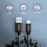 Axagon BUMM-AM10TB Twister micro USB 2.0 B - USB 2.0 A 0,6 m fekete csavart kábel #2