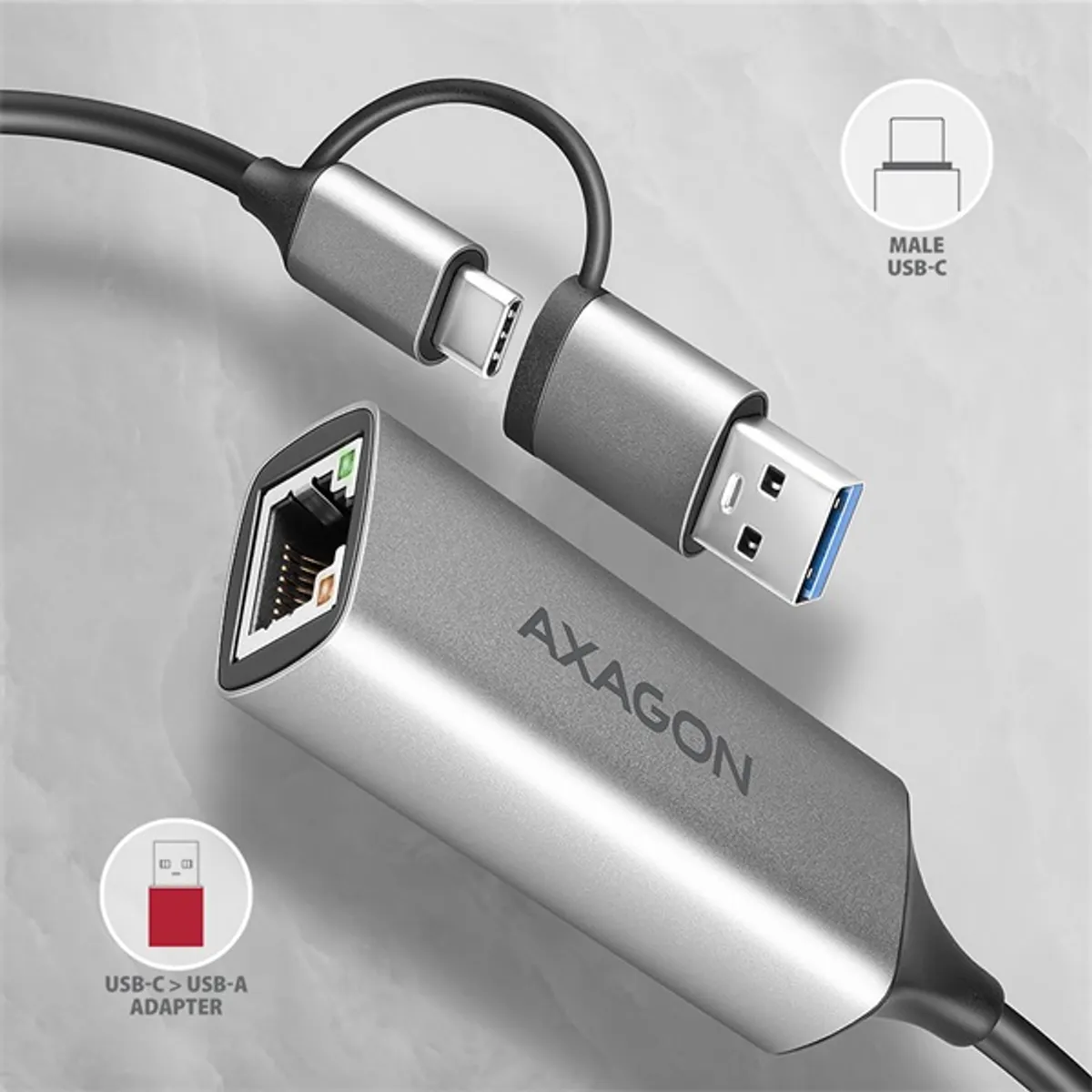 Axagon ADE-TXCA Type-A + Type-C USB 3.2 - Gigabit Ethernet adapter #6