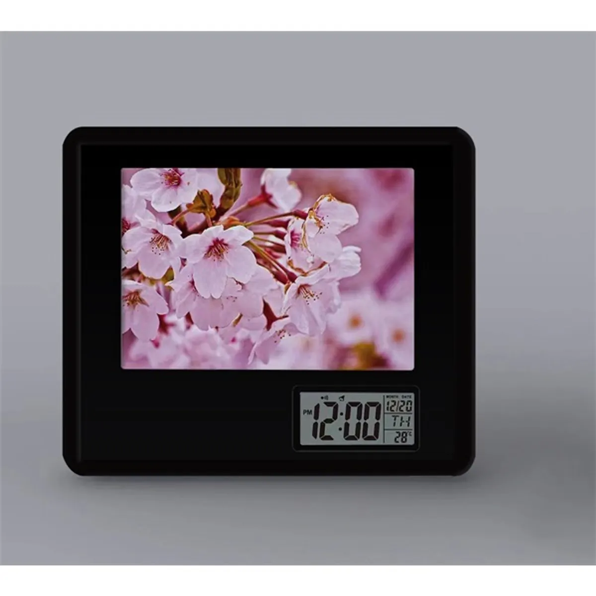 TOO PFC-100-B fekete asztali óra fényképtartóval #1