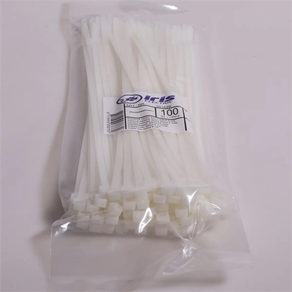 Iris Electric 100 db natúr 370x7,6mm kábelkötegelő, gyorskötöző, kötegelő #3