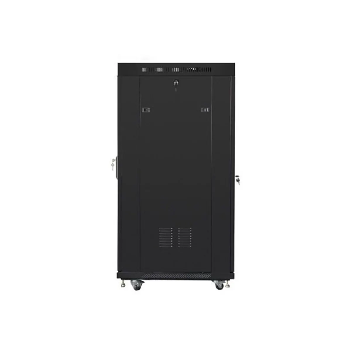 Lanberg FF01-6827-12BL 19" 27U SZÉL:600mm MÉLY:800mm MAG:1431mm lapraszerelt LCD üvegajtós fekete rack szekrény #5