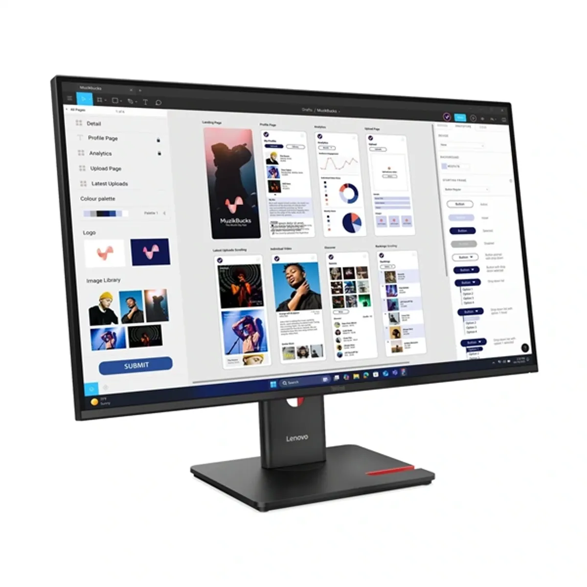 Lenovo 31,5" T32UD-40 FHD IPS HDMI/VGA/USB-C/USB fekete monitor #3