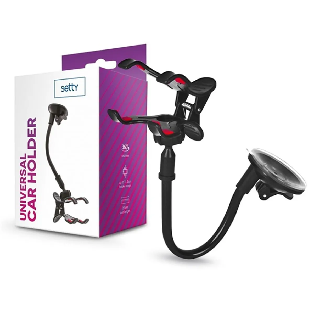 Setty TF-0053 univerzális műszerfalra/szélvédőre helyezhető fekete autós telefon tartó #1