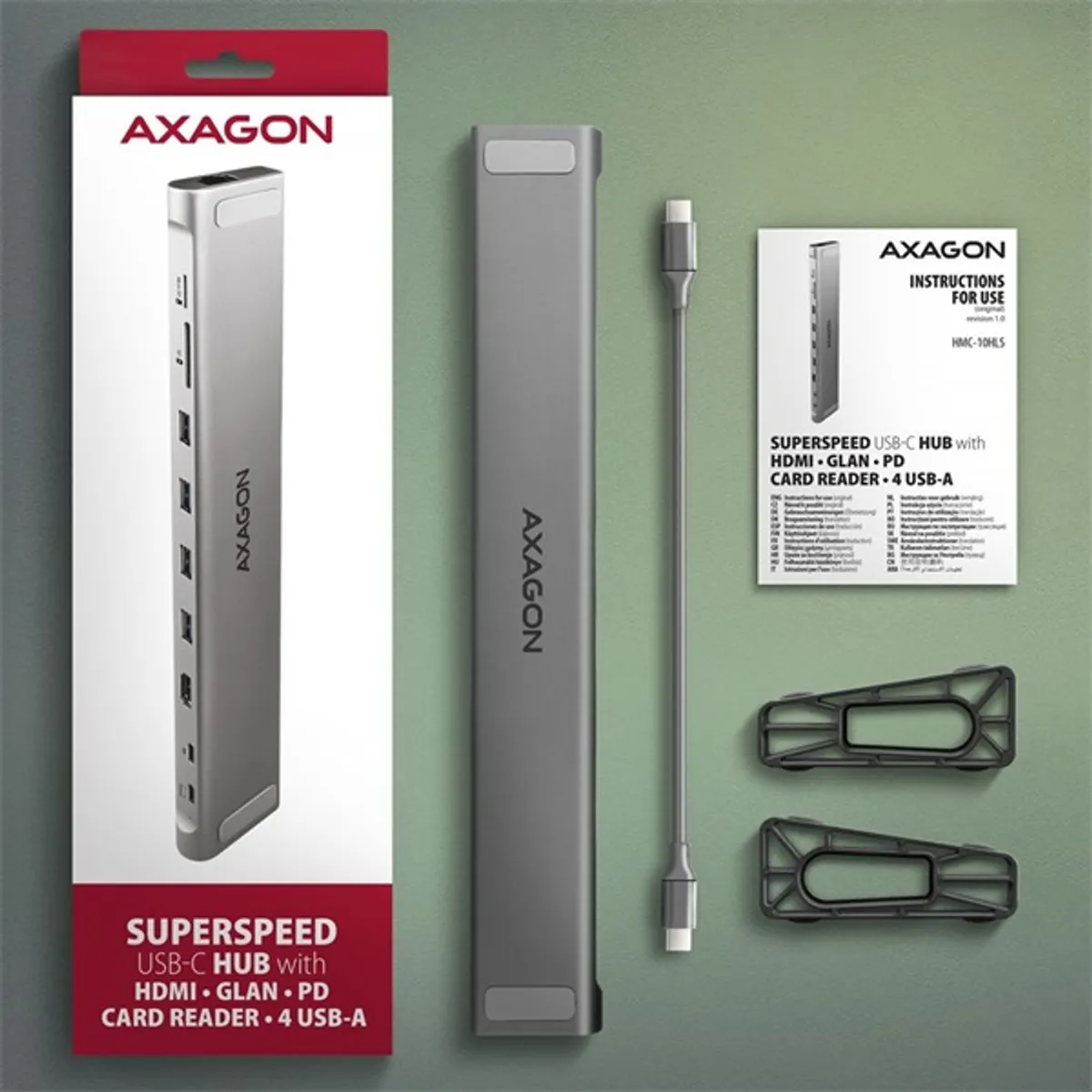 Axagon HMC-10HLS USB-C 5Gbps LONGER 9in1 hub #9