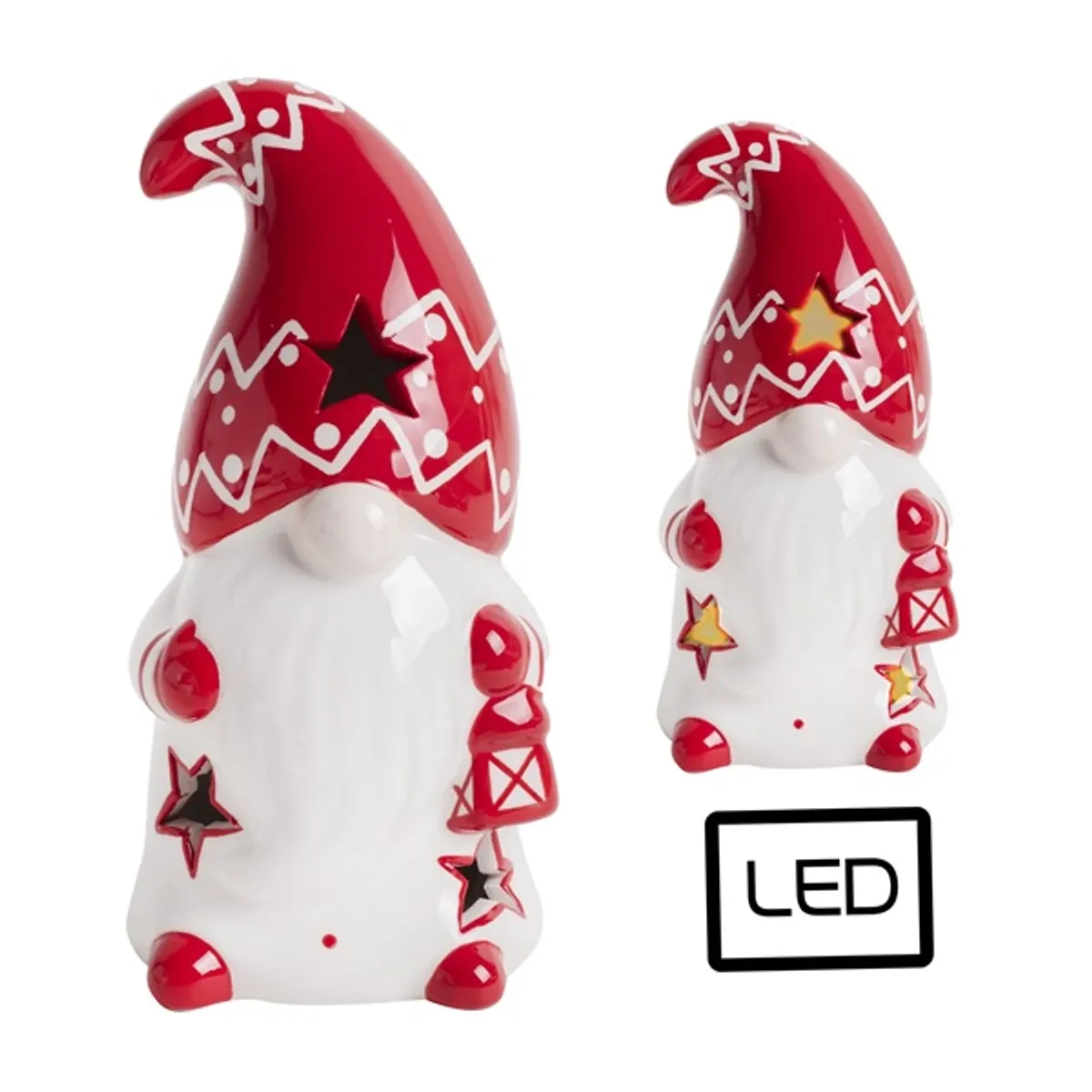 IRIS porcelán piros/fehér orrmanó, ledes #1