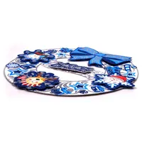 Iris 3D karácsonyi koszorú mintás/39x39cm/fehér-kék karton dekoráció #2