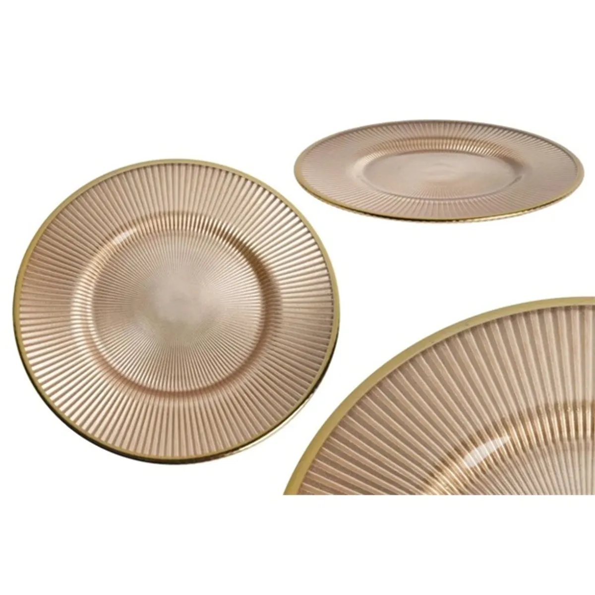 IRIS üveg tányér bordás arany 21x1,3cm #1