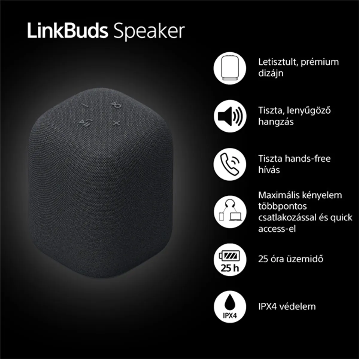 Sony SRS-LS1 LinkBuds fekete hordozható Bluetooth hangszóró #7