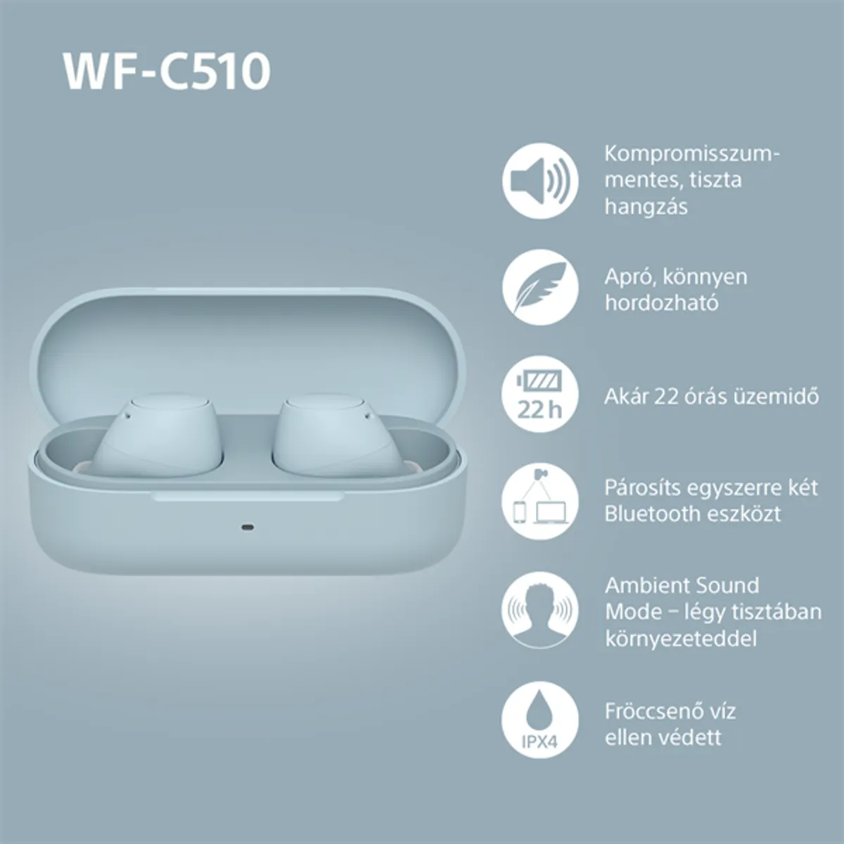 Sony WFC510L.CE7 True Wireless Bluetooth kék fülhallgató #6