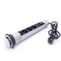 TOO PPS-307-3S IP20, 3x 2P+F, 2x USB-A, áramtalanító kapcsolóval, ezüst asztalba süllyeszthető elosztó #3