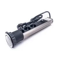 TOO PPS-306-3BR IP20, 3x 2P+F, 2x USB-A, szálcsiszolt asztalba süllyeszthető elosztó #2