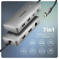 Axagon HMC-CUB83X2 USB-C 10Gbps DUAL 4K DISPLAY 7in1 hub #2