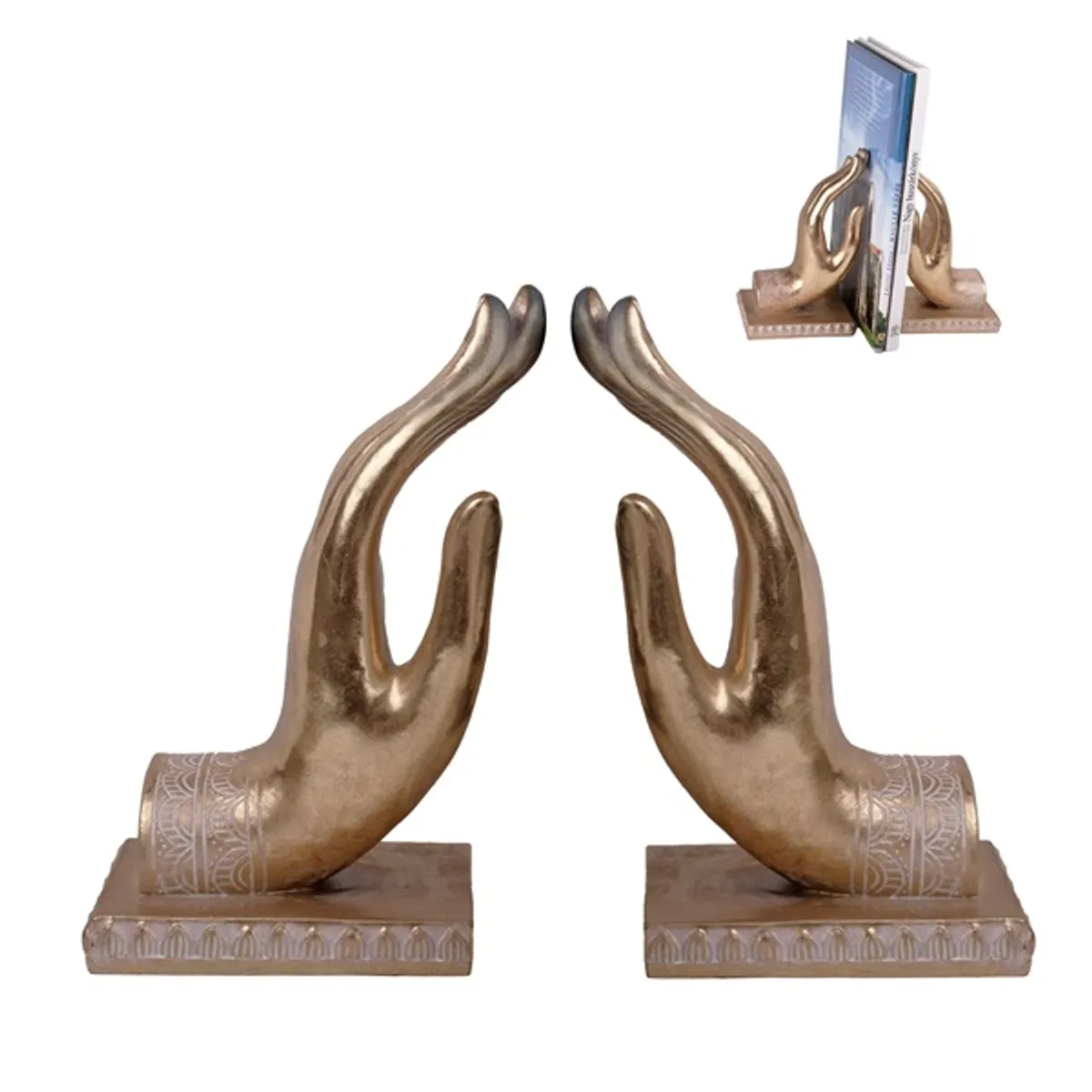 IRIS dekor műgyanta kéz könyvtámasz arany 2 szortiment 11x19cm #1