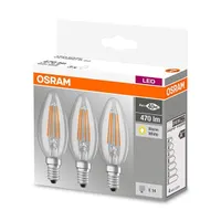 Osram Base átlátszó üveg búra/4W/470lm/2700K/E14/dobozos LED gyertya izzó 3 db #2