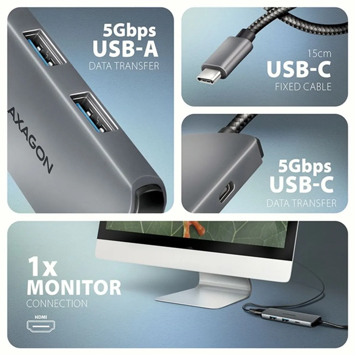 Axagon HMC-5H8K USB-C 5Gbps 5in1 8K hub #3