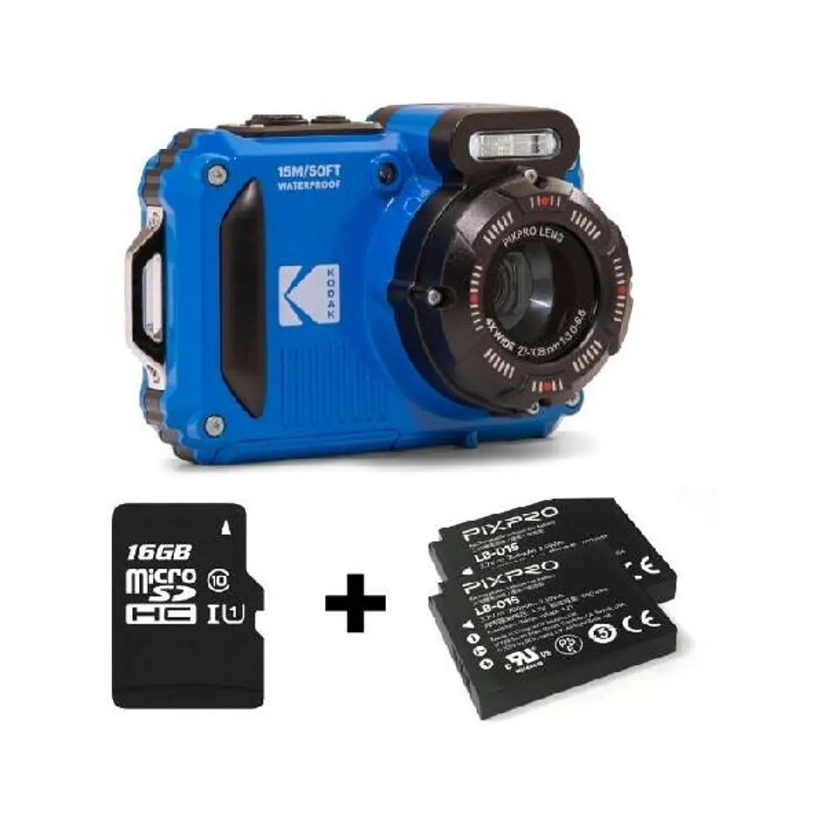 Kodak Pixpro WPZ2 vízálló/porálló/ütésálló digitális kék fényképezőgép + 16Gb microSd + akkumulátor #1
