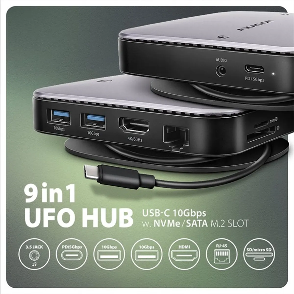 Axagon HMC-UFO USB-C 10Gbps UFO 9in1 hub #2