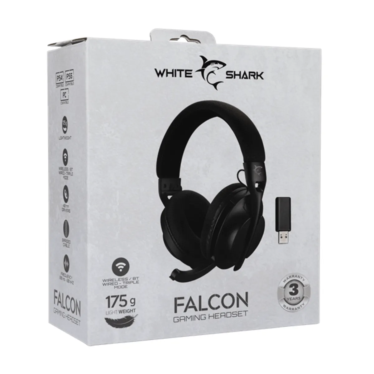 White Shark WS WGH-2441B FALCON-B vezeték nélküli fekete gamer headset #9