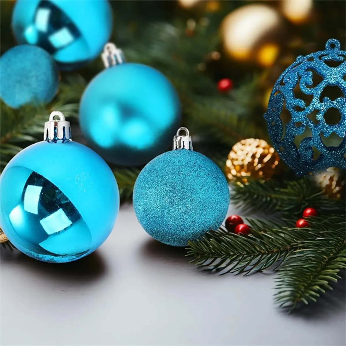 Iris Karácsonyfa gömb szett 100 db-os türkiz #3