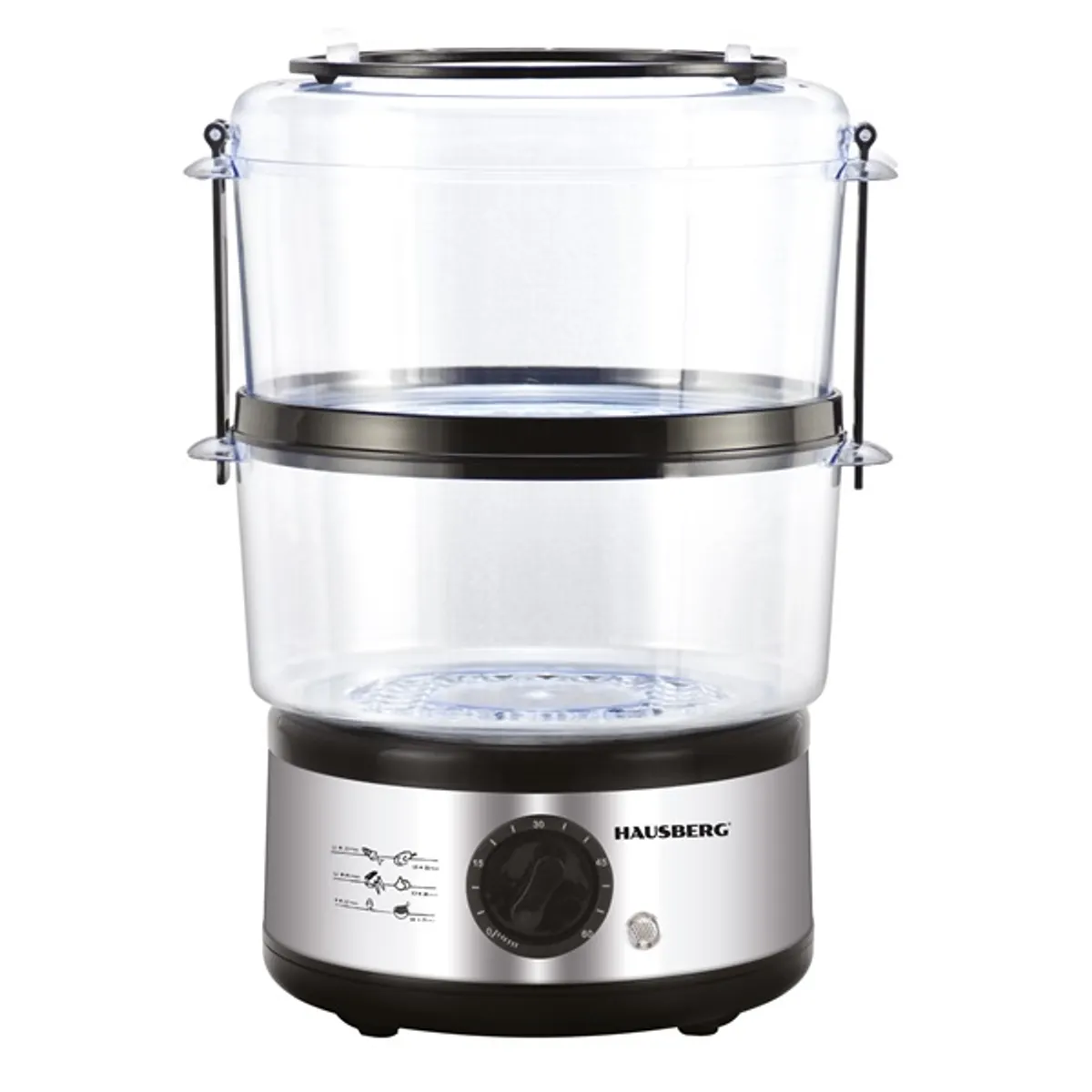 Hausberg HB-1350 400W rozsdamentes acélházas, 2 szintes 4,8L, gőzölési funkcióval, rizsfőzővel, ételfőző gép #2