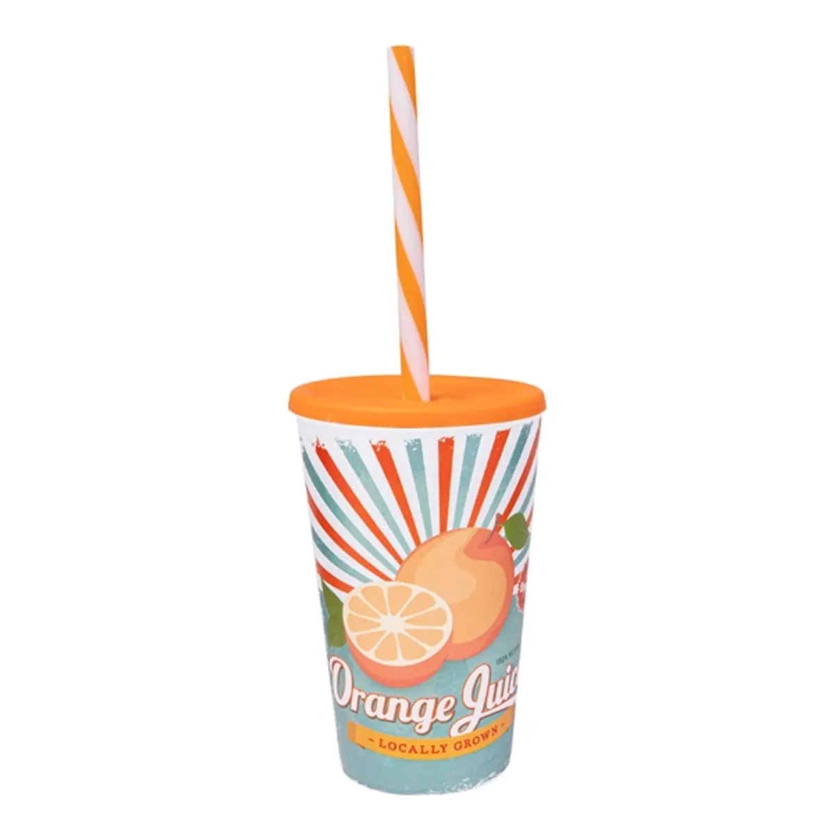 IRIS Orange Juice mintás pohár szívószállal 650ml 161948-028 #1