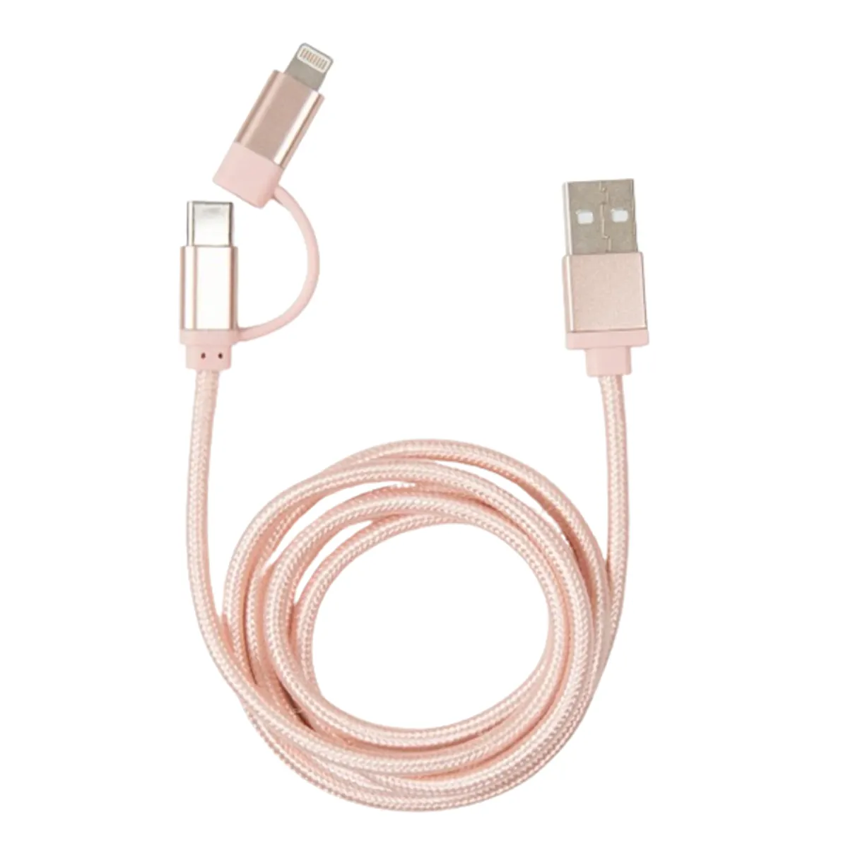 Kikkerland US237-RG fonott USB-C Lightning rózsaarany kábel #1