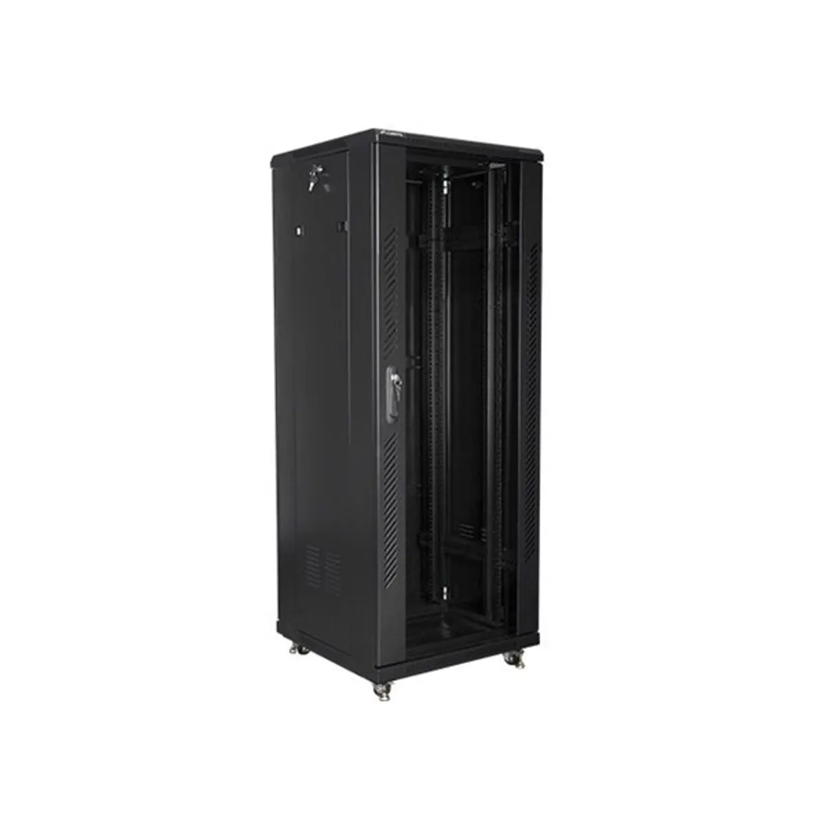 Lanberg FF01-6632-12B 19" 32U SZÉL:600mm MÉLY:600mm MAG:1603mm lapraszerelt üvegajtós fekete rack szekrény #3