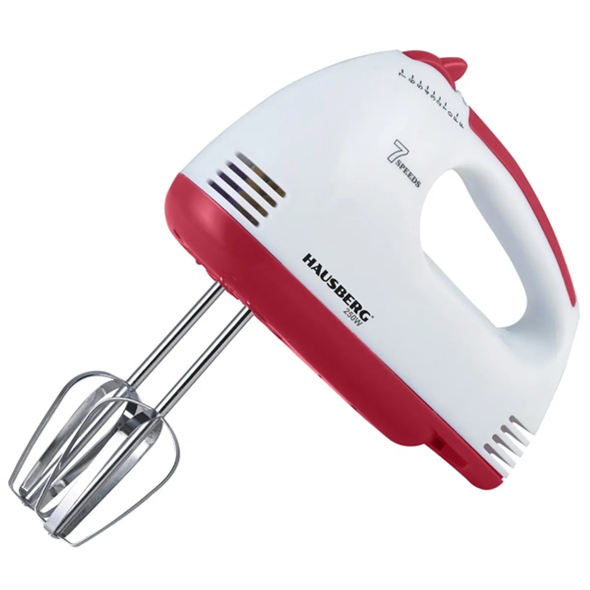 Hausberg HB-4112RS 250W-os vörös-fehér 7 sebességes elektromos kézimixer réz motorral #1