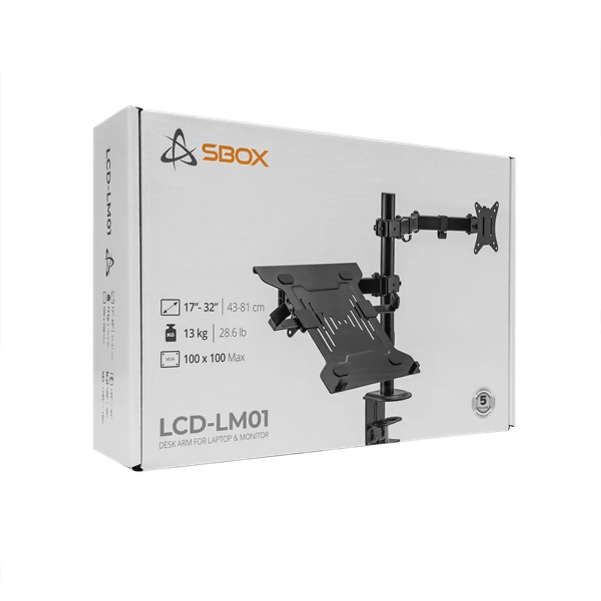 Sbox LCD-LM01-2 13"-27" asztali laptop és monitor tartó konzol #9