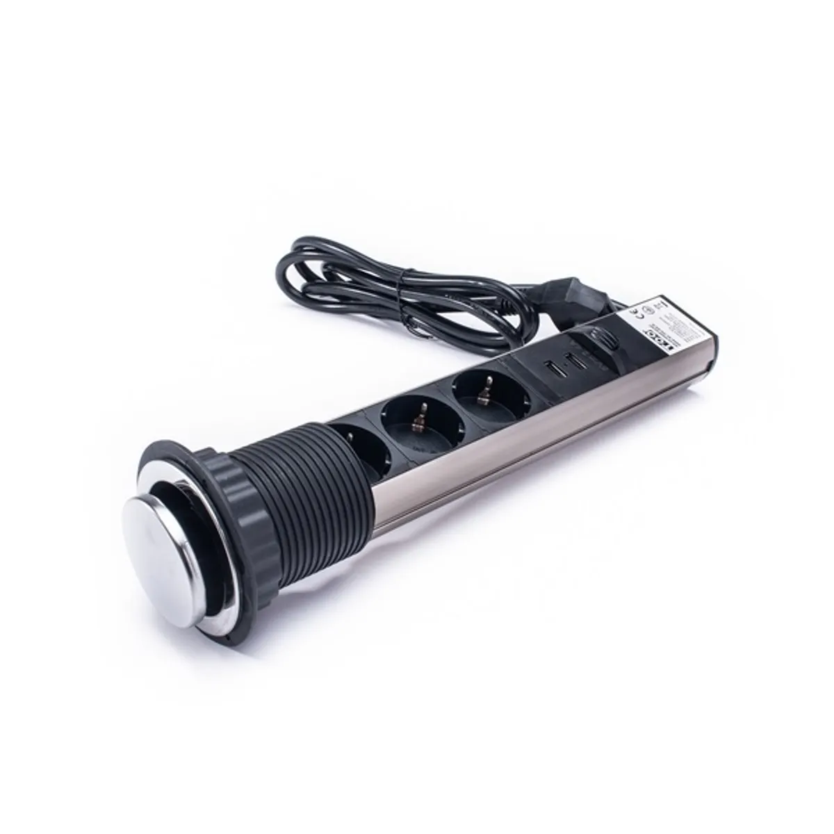 TOO PPS-305-3C IP20, 3x 2P+F, 2x USB-A, króm asztalba süllyeszthető elosztó #3