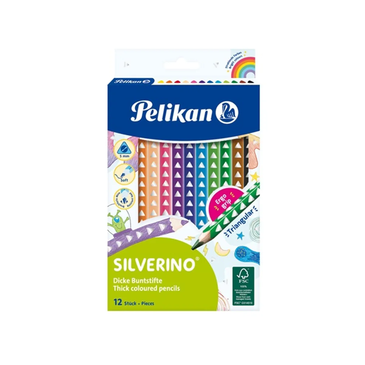 Pelikan Silverino 12 színű vastag, háromszögletű színesceruza készlet #1
