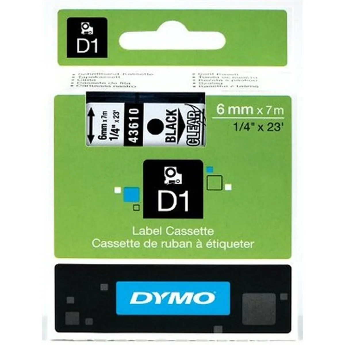 Dymo D1 6mmx7m fekete/áttetsző feliratozógép szalag #1