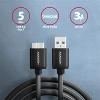 Axagon BUMM3-AM10AB micro USB 3.2 Gen 1 B - USB A 1 m fekete kábel #2