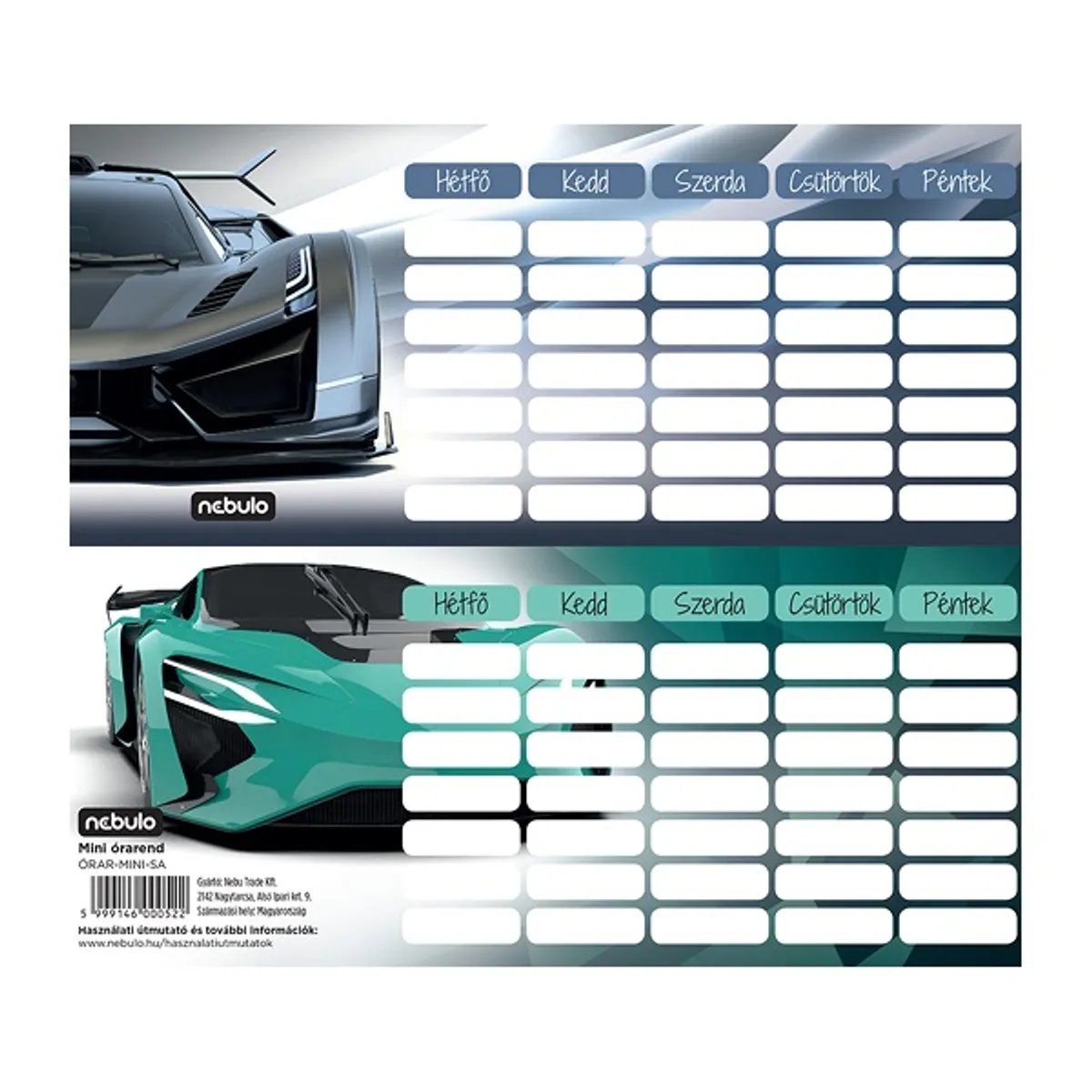 Nebulo Sportautó mini órarend #1
