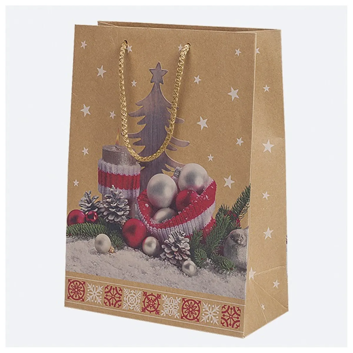 IRIS Karácsonyi ajándéktasak, EKO kraft papír, 230x320x110 mm, különböző színekben és mintával #3