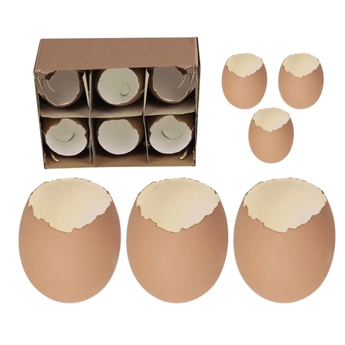 IRIS dekor tojás x6 barna/krém 12x9cm #1