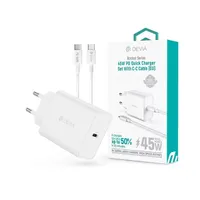 Devia ST112896 Rocket Series 45W PD+QC fehér hálózati gyorstöltő adapter + Type-C - Type-C kábel #1