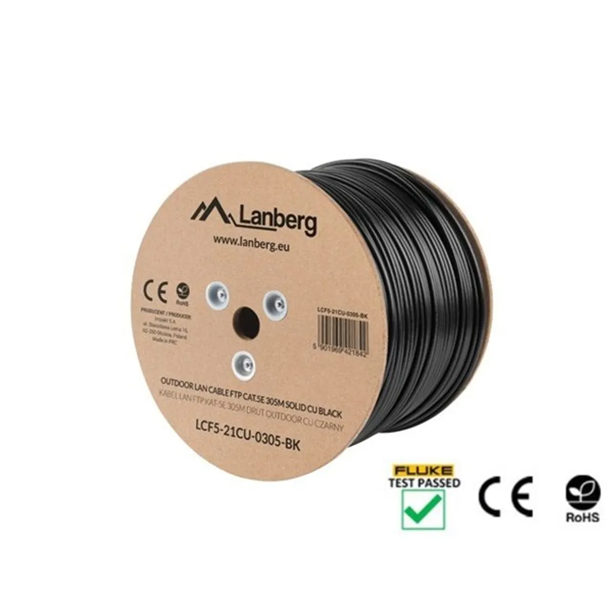 Lanberg LCF5-21CU-0305-BK Cat.5e F/UTP AWG24 Fca PE 305m árnyékolt fekete kültéri kábel #3