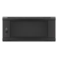 Lanberg WF01-6404-10B 19" 4U SZÉL:600mm MÉLY:450mm MAG:290mm lapraszerelt üvegajtós fekete fali rack szekrény