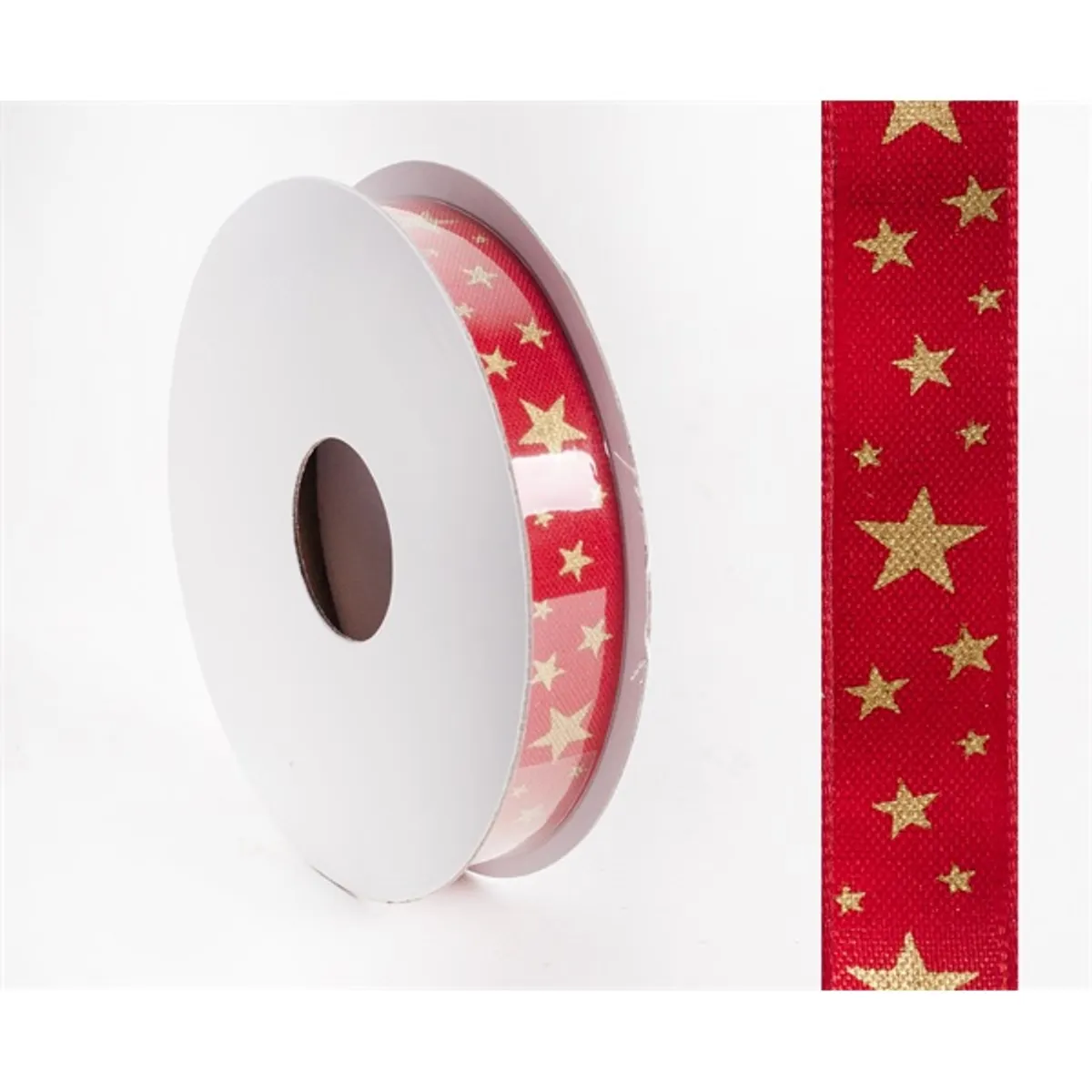 IRIS szalag textil csillagos piros 15mm/10méter #1