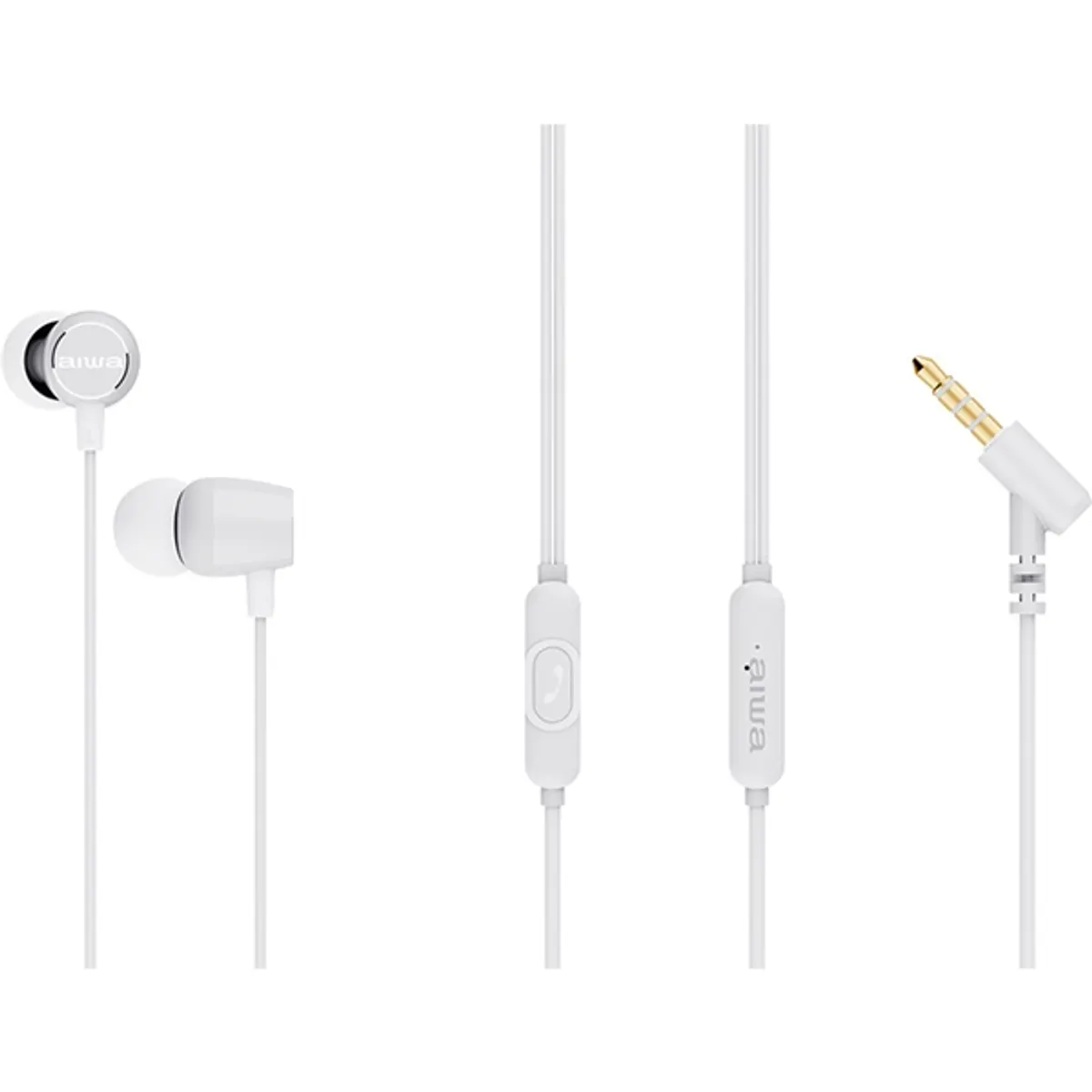 Aiwa ESTM-30WT vezetékes mikrofonos fehér fülhallgató #1